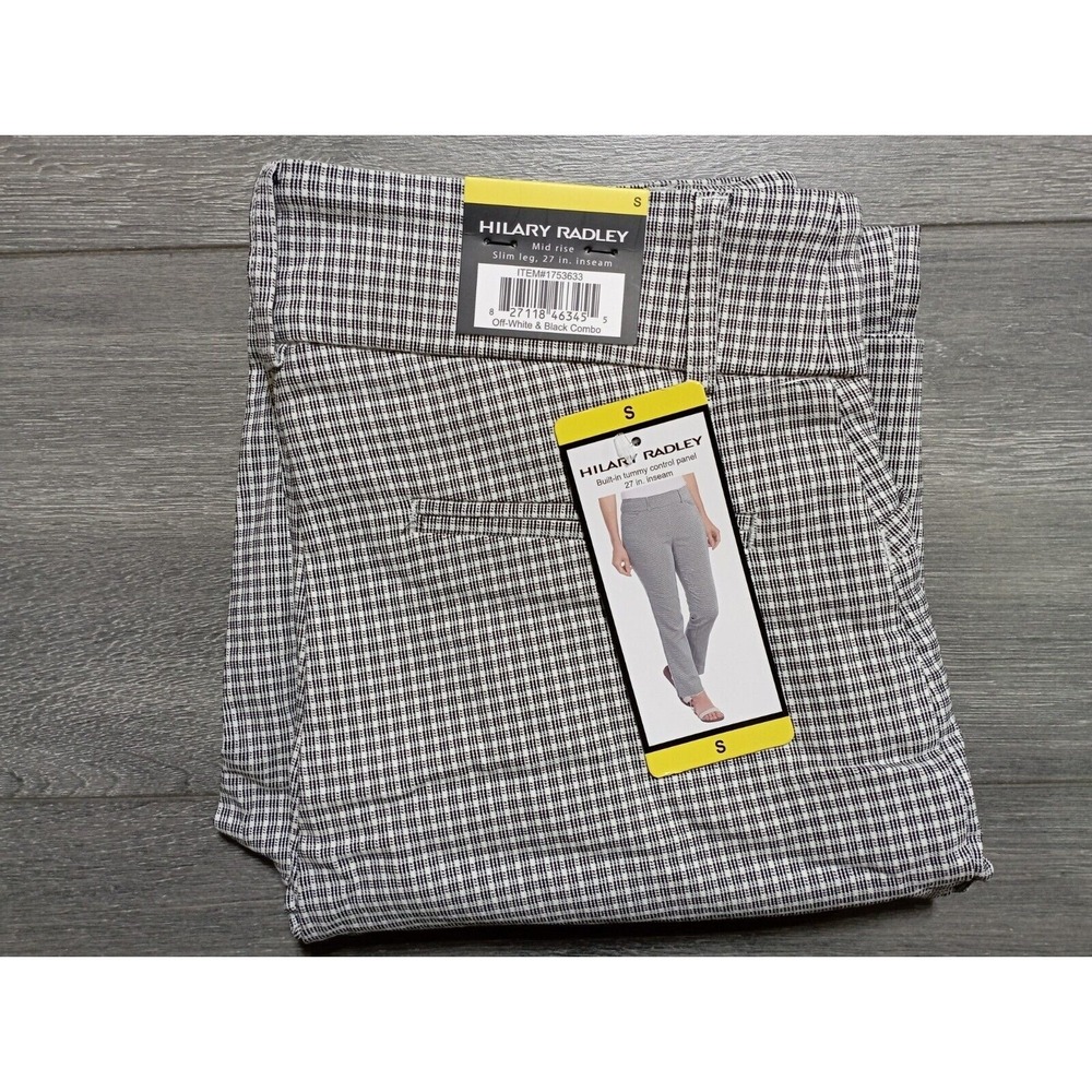 Hilary Radley Pants Adult Small Off-White & Black Built-in Tummy Slim Leg Womens